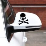 Reflective Skull & Crossbones Car Stickers for Fuel Cap and Mirrors - Image 2