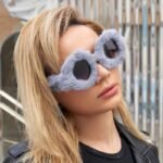 Luxury Plush Round Sunglasses - Women's Fluffy Fur-Trimmed Fashion Eyewear - Image 5