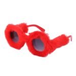 Luxury Plush Round Sunglasses - Women's Fluffy Fur-Trimmed Fashion Eyewear - Image 7