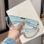 Trendy Half-Frame Oversized Sunglasses - Vintage Punk Style for Women and Men - Image 6