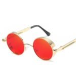 Retro Round Metal Sunglasses - Unisex Steampunk Fashion with UV400 Protection - Image 3
