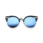Women’s Black & Blue Half-Frame Cat-Eye Sunglasses - Image 2