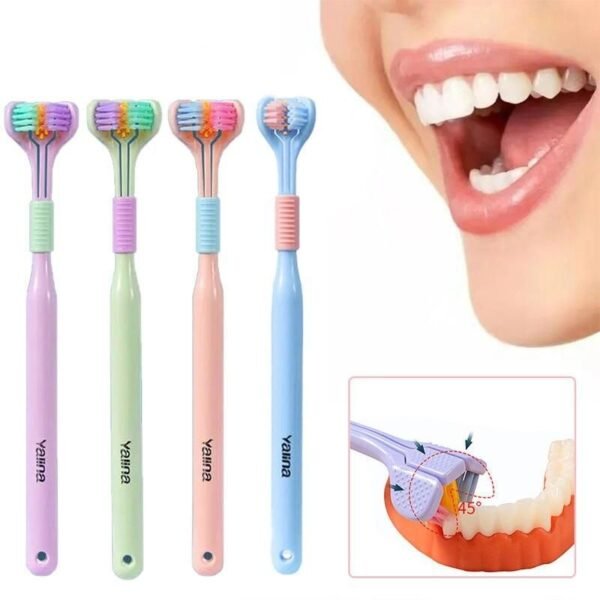 Triple-Sided Ultra-Fine Soft Bristle Toothbrush for Enhanced Oral Health