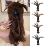 Elegant Feather Shuttlecock Hair Claw - Fashionable High Ponytail Hair Clip for Women