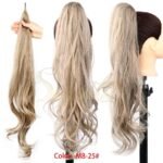 32inch Ombre Curly Clip-In Ponytail Extension, Synthetic Blonde Hairpiece for Daily Wear - Image 4