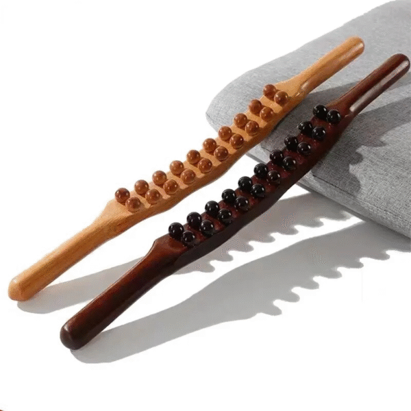 Dual-Action Gua Sha & Massage Therapy Stick - Natural Beechwood, Multi-Purpose Body Relaxer