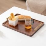 Elegant Wooden Serving Tray with Handles - Modern Rectangular Tableware for Home Decor - Image 7