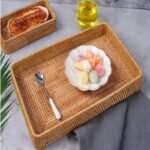 Handmade Woven Wicker Storage Trays - Square Bread Fruit Food Organizing Baskets - Image 4
