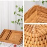 Handmade Woven Wicker Storage Trays - Square Bread Fruit Food Organizing Baskets - Image 6