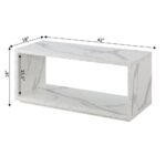 Elegant Faux White Marble Coffee Table with Shelf - Image 4