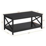 Elegant Black Coffee Table with Storage Shelf for Modern Living Room - Image 6
