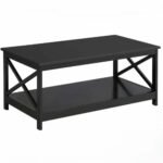 Elegant Black Coffee Table with Storage Shelf for Modern Living Room - Image 3