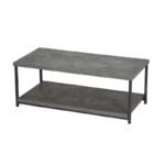 Modern Slate Grey Coffee Table with Storage Shelf - Image 6