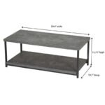 Modern Slate Grey Coffee Table with Storage Shelf - Image 4