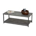 Modern Slate Grey Coffee Table with Storage Shelf - Image 5