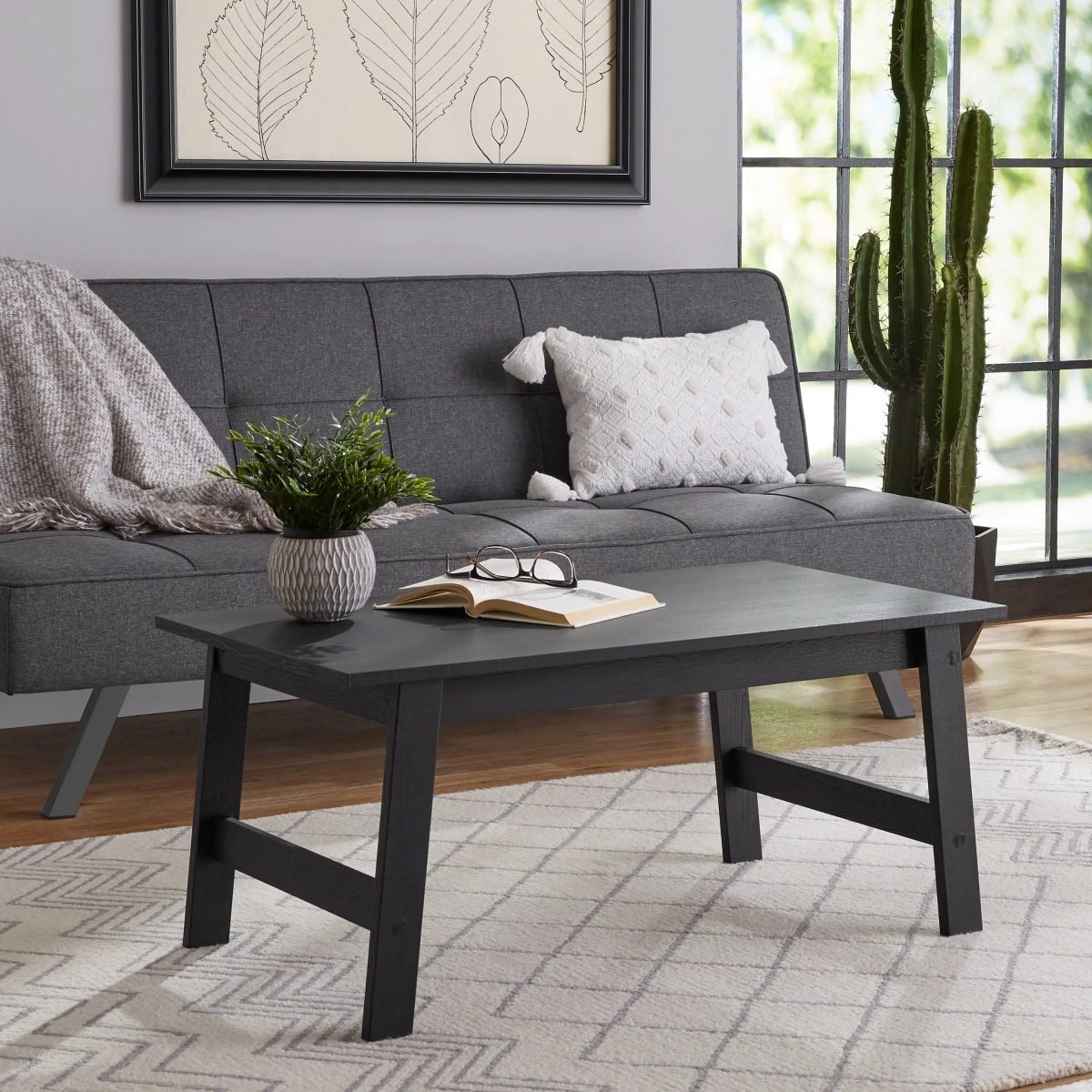 Modern Minimalist Black Rectangle Coffee Table - Image 3