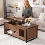 Modern Morocco Lift-Top Coffee Table with Hidden Storage, Brown - Image 4