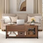 Modern Morocco Lift-Top Coffee Table with Hidden Storage, Brown - Image 5