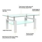 Elegant Rectangle Tempered Glass Coffee Table with Metal Legs - Image 7