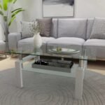 Elegant Rectangle Tempered Glass Coffee Table with Metal Legs - Image 3