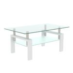 Elegant Rectangle Tempered Glass Coffee Table with Metal Legs - Image 4