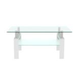 Elegant Rectangle Tempered Glass Coffee Table with Metal Legs - Image 5