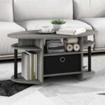 Modern Oval Coffee Table with Storage
