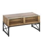 Rustic Oak Coffee Table with LED Lighting and Glass Shelf - Image 3