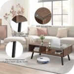Modern 2-Tier Walnut Coffee Table with Glass Top and Storage - Image 4
