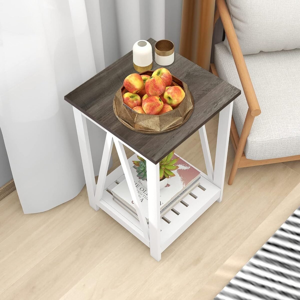 45097-d7717d.jpg Elegant Square End Table with Slats - Image 2