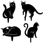 Elegant Black Metal Cat Garden Statue - Image 2