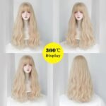 Blonde Long Wave Wig with Bangs - Heat Resistant Synthetic Hair for Cosplay, Lolita Fashion, and Daily Wear - Image 3
