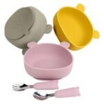 Silicone Baby Feeding Set - Non-Slip, BPA-Free Bowl, Spoon, and Fork (copia) - Image 4