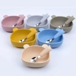 Silicone Baby Feeding Set - Non-Slip, BPA-Free Bowl, Spoon, and Fork (copia) - Image 3