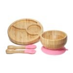 Wooden Baby Feeding Set with Silicone Suction and Animal Patterns - Image 2