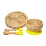 Wooden Baby Feeding Set with Silicone Suction and Animal Patterns - Image 5