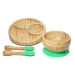 Wooden Baby Feeding Set with Silicone Suction and Animal Patterns - Image 4