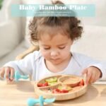 Wooden Baby Feeding Set with Silicone Suction and Animal Patterns - Image 3
