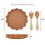 Floral Silicone Baby Feeding Set - Non-slip Bowl with Spoon and Fork for Toddlers - Image 5