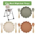 Floral Silicone Baby Feeding Set - Non-slip Bowl with Spoon and Fork for Toddlers - Image 4