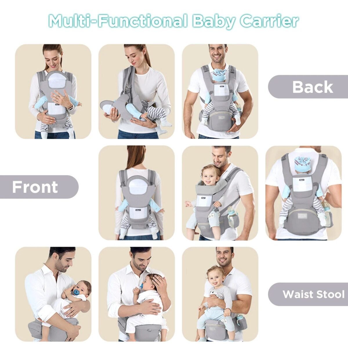 Ergonomic 6-in-1 Baby Carrier with Detachable Waist Stool - Image 6