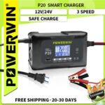 Powerwin P20 12V/24V 20A Automatic Battery Charger for Car, Truck,