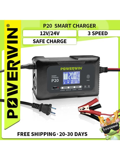 P20_85dd115a-b467-4073-9bb4-b5f284e03216.jpg Powerwin P20 12V/24V 20A Automatic Battery Charger for Car, Truck, - Image 1