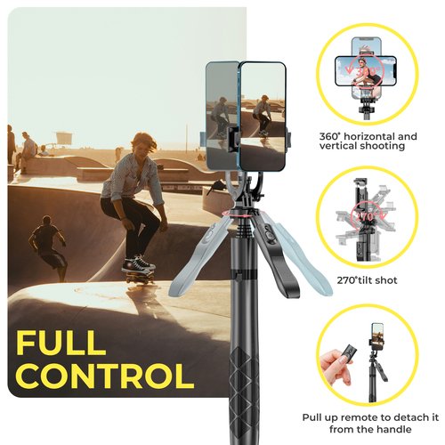 data-20.jpg Phone tripod 62 inch selfie stick for cell phone with remote - Image 2