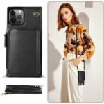 Zipper Wallet Case with Adjustable Crossbody Strap for iphone - Image 8